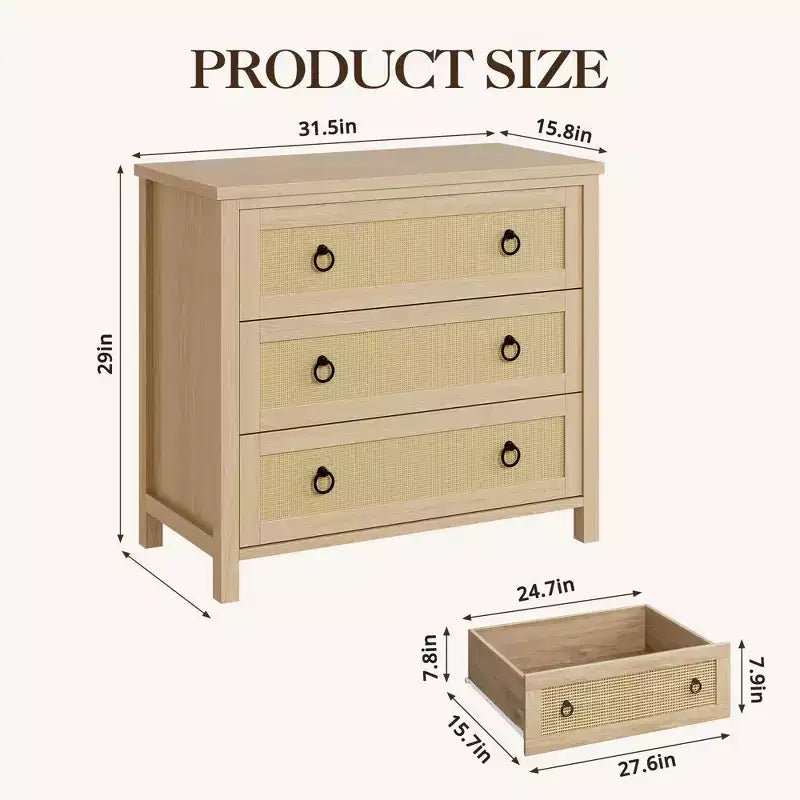 7 Drawer Rattan Dresser,Boho Dresser for Bedroom,Chest of Drawers,Closet Organizer,Natural Wood Dressers Chest for Bedroom,Living Room,Entryway 8
