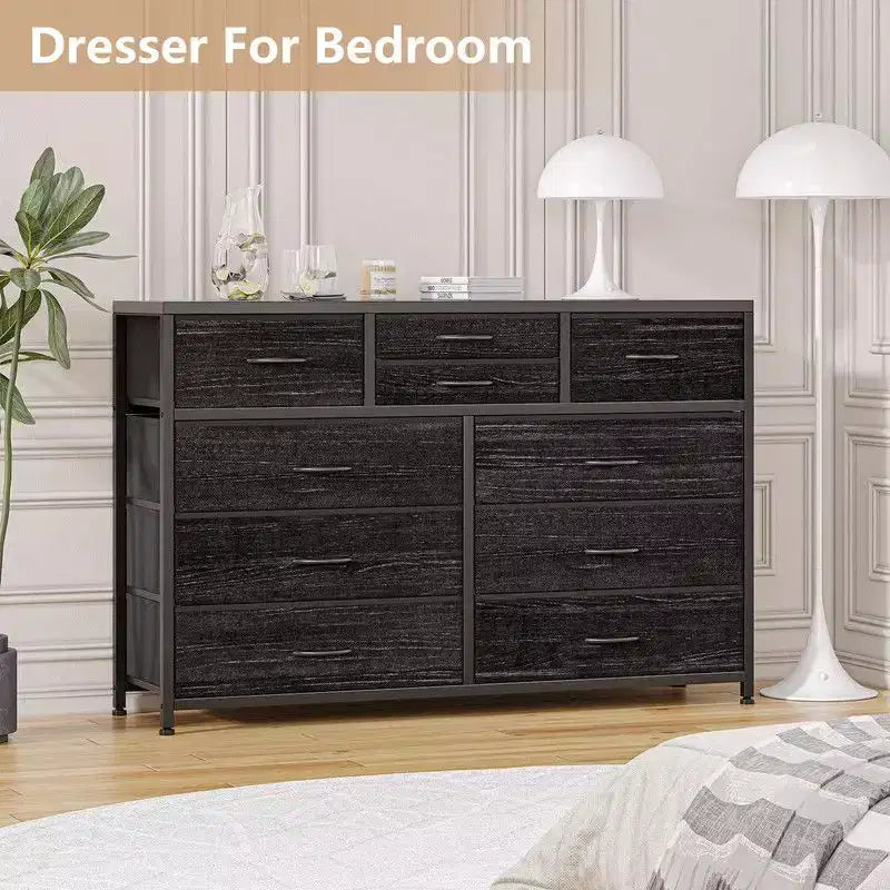10 Drawers Fabric Dressers for Bedroom, Modern Chest of Drawers 12