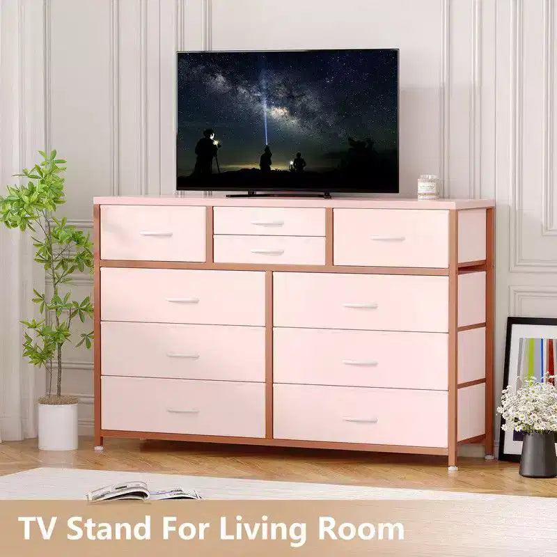 10 Drawers Fabric Dressers for Bedroom, Modern Chest of Drawers 16
