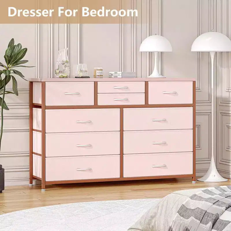 10 Drawers Fabric Dressers for Bedroom, Modern Chest of Drawers 19