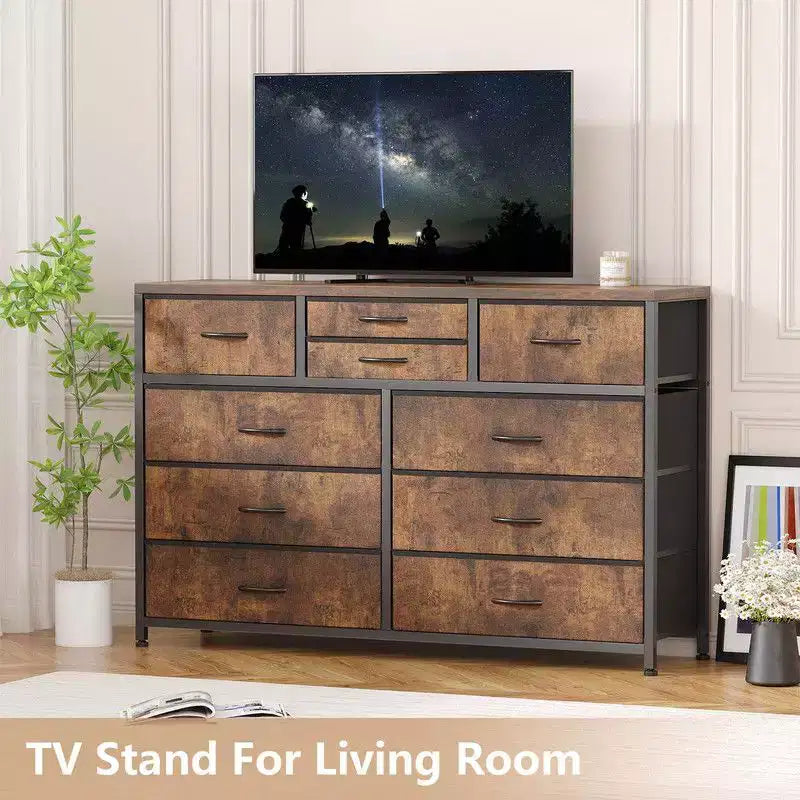 10 Drawers Fabric Dressers for Bedroom, Modern Chest of Drawers 23