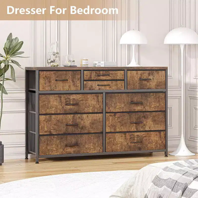10 Drawers Fabric Dressers for Bedroom, Modern Chest of Drawers 26