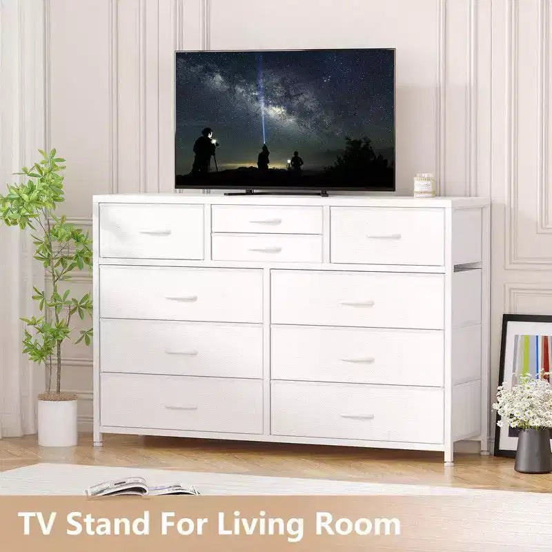 10 Drawers Fabric Dressers for Bedroom, Modern Chest of Drawers 30