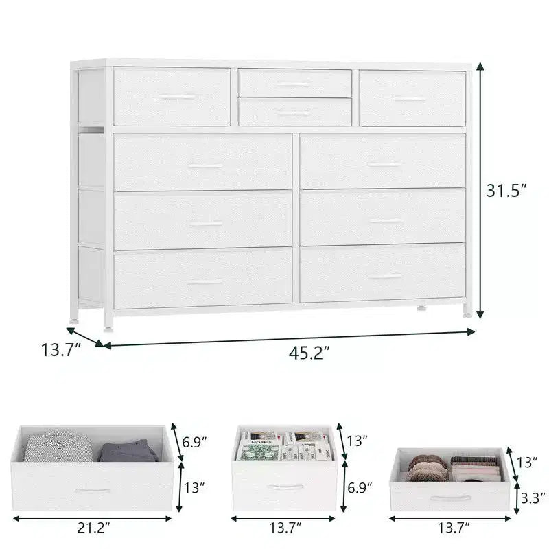 10 Drawers Fabric Dressers for Bedroom, Modern Chest of Drawers 31