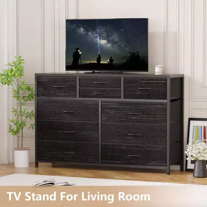 10 Drawers Fabric Dressers for Bedroom, Modern Chest of Drawers 9