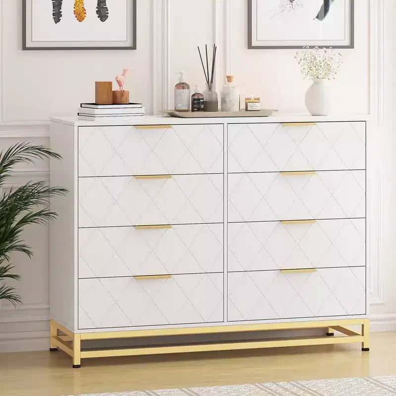 8 Drawer Dresser for Bedroom, Wooden Dresser with Metal Handles and 8 Drawers, Wood Chest of Drawers for Home Storage and Organization 5