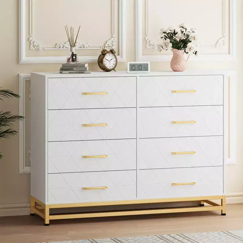8 Drawer Dresser for Bedroom, Wooden Dresser with Metal Handles and 8 Drawers, Wood Chest of Drawers for Home Storage and Organization 6