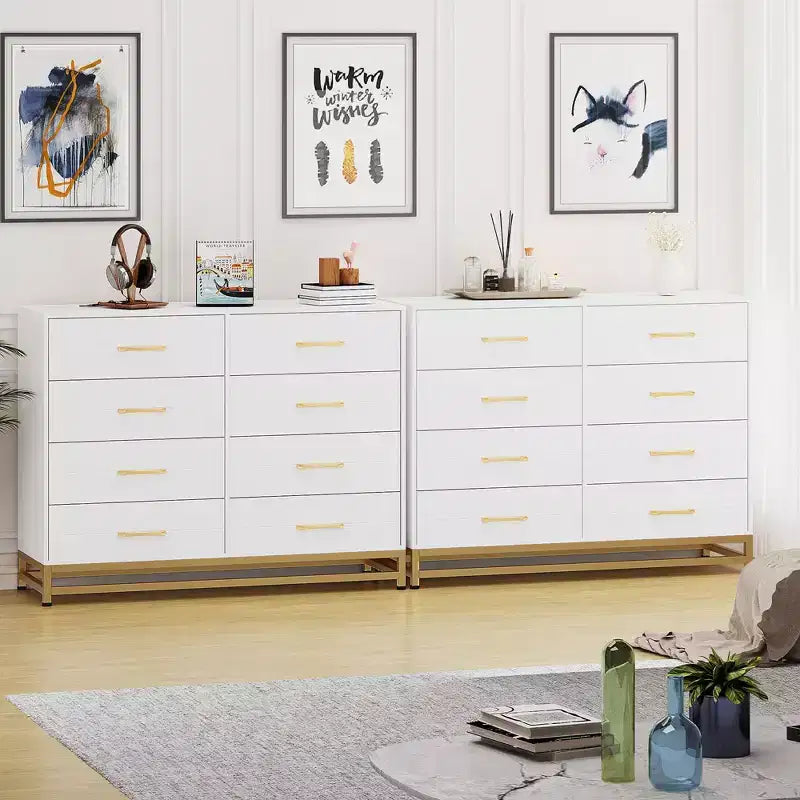 8 Drawer Dresser for Bedroom, Wooden Dresser with Metal Handles and 8 Drawers, Wood Chest of Drawers for Home Storage and Organization 7