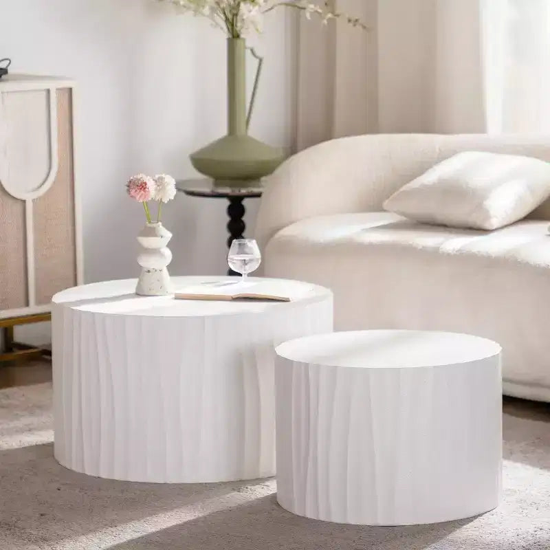 GDFStudio Colbourne 2 Piece Modern Round Wood Coffee Table Set