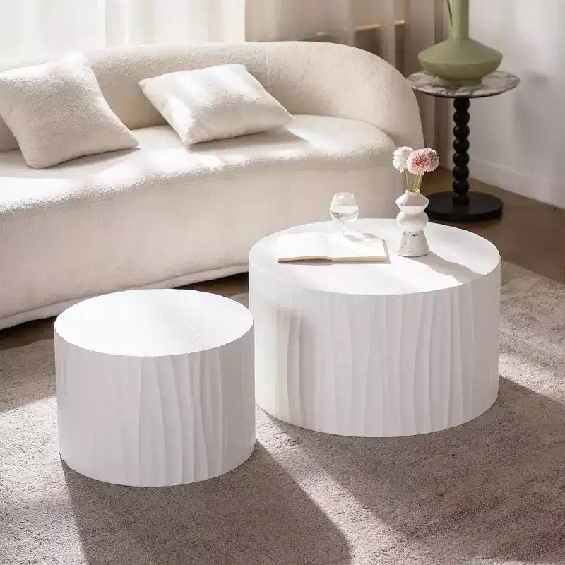 GDFStudio Colbourne 2 Piece Modern Round Wood Coffee Table Set