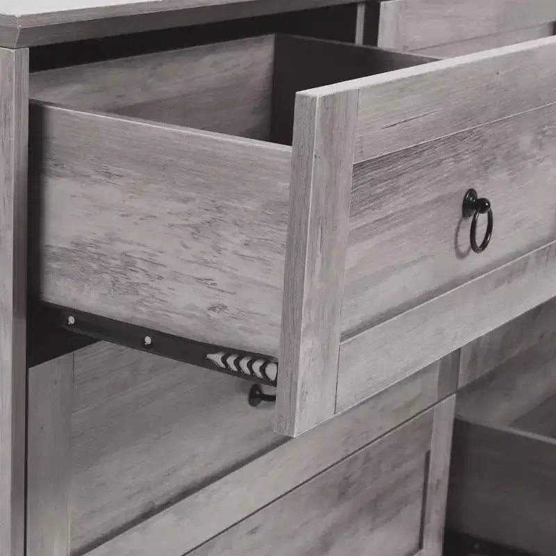 59inche Wide Farmhouse 7 Drawers Dresser Wood Rustic Drawers with Nice Texture Vintage Design Storage Dressers Organizer 15
