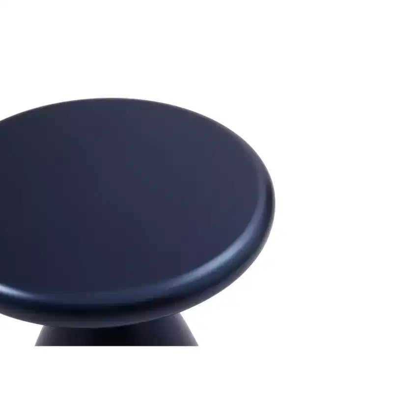 HomeStock Tavolino rotondo con piano in metallo colore blu, 45 cm H, 1 pezzo