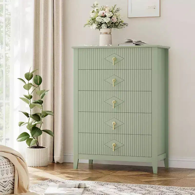 54 Fluted 6-Drawer Dresser - Modern Wood Storage Cabinet for Bedroom & Living Room