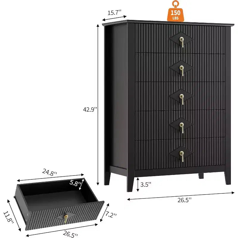 54 Fluted 6-Drawer Dresser - Modern Wood Storage Cabinet for Bedroom & Living Room 12