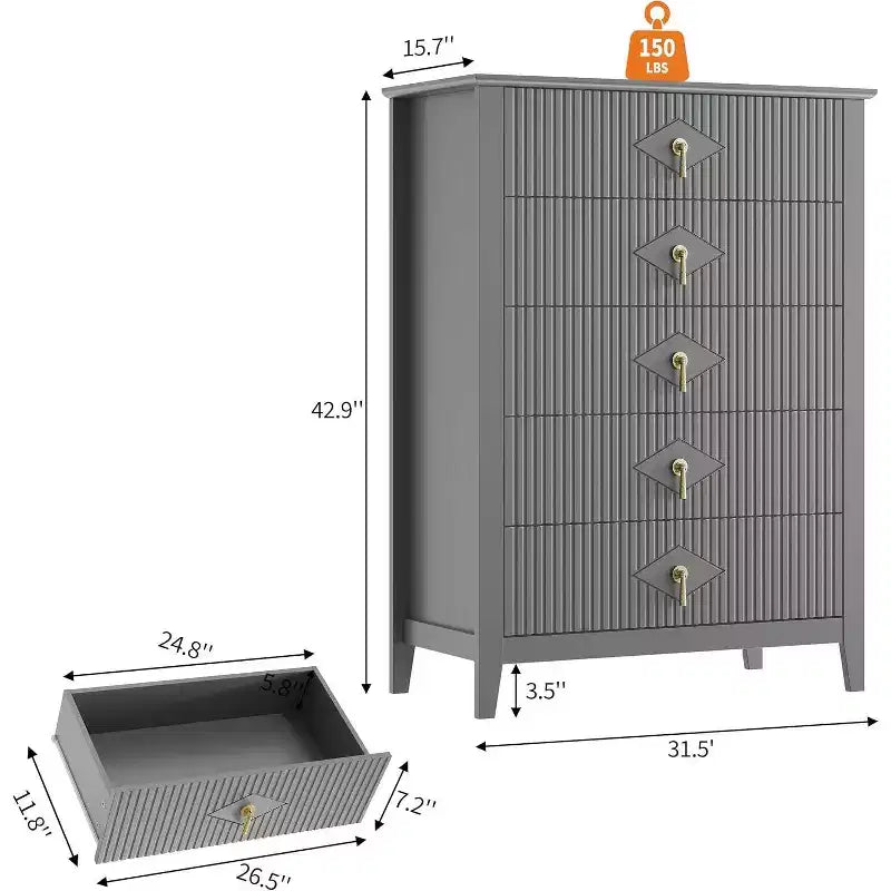 54 Fluted 6-Drawer Dresser - Modern Wood Storage Cabinet for Bedroom & Living Room 19
