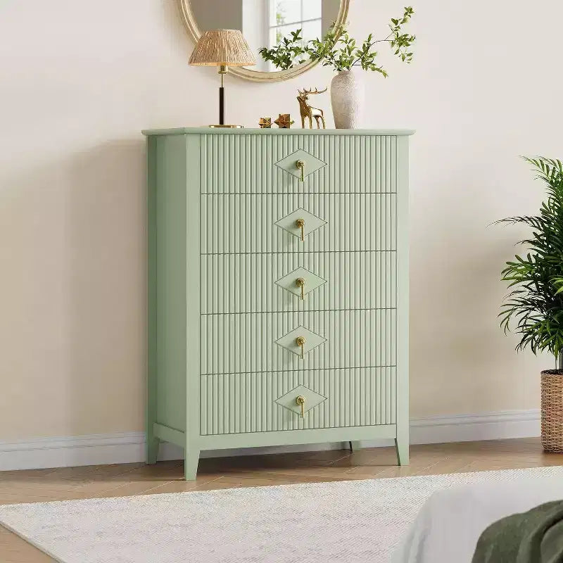 54 Fluted 6-Drawer Dresser - Modern Wood Storage Cabinet for Bedroom & Living Room
