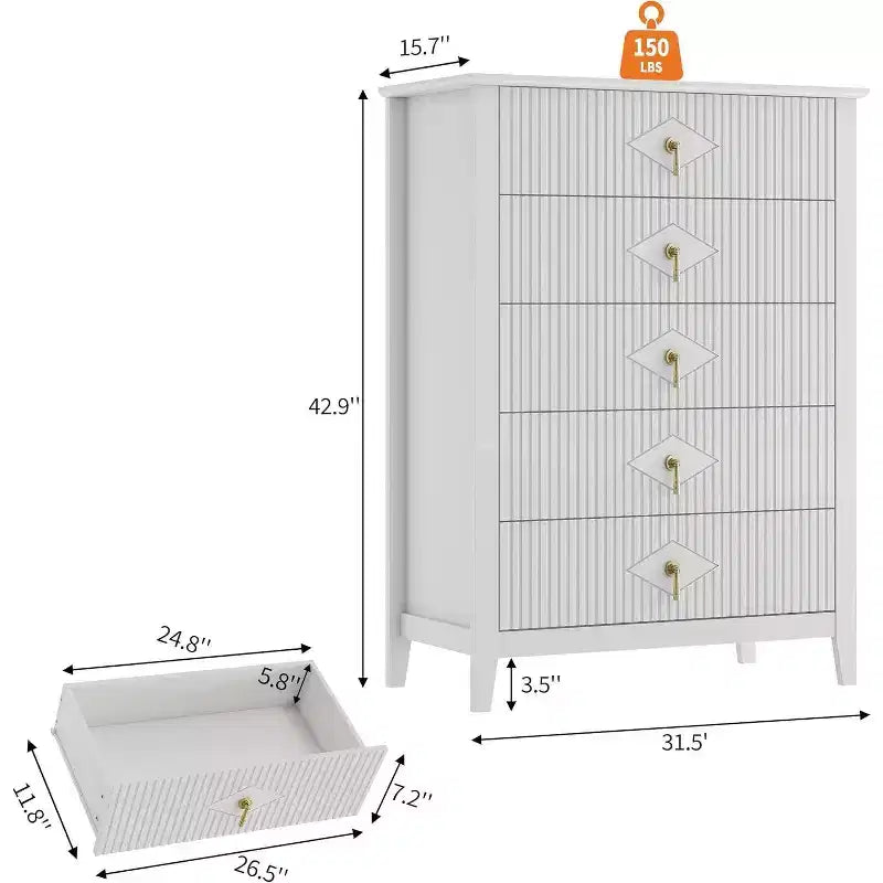 54 Fluted 6-Drawer Dresser - Modern Wood Storage Cabinet for Bedroom & Living Room 26