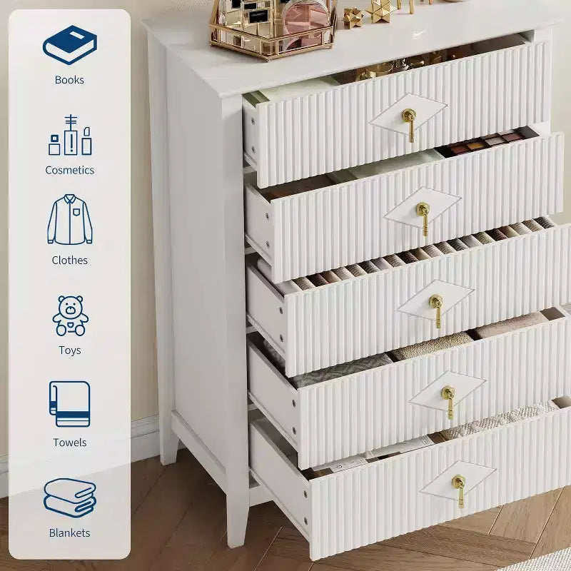 54 Fluted 6-Drawer Dresser - Modern Wood Storage Cabinet for Bedroom & Living Room 27