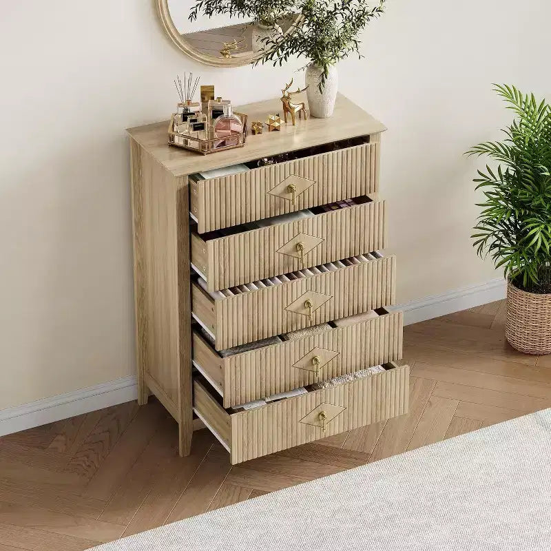 54 Fluted 6-Drawer Dresser - Modern Wood Storage Cabinet for Bedroom & Living Room 32