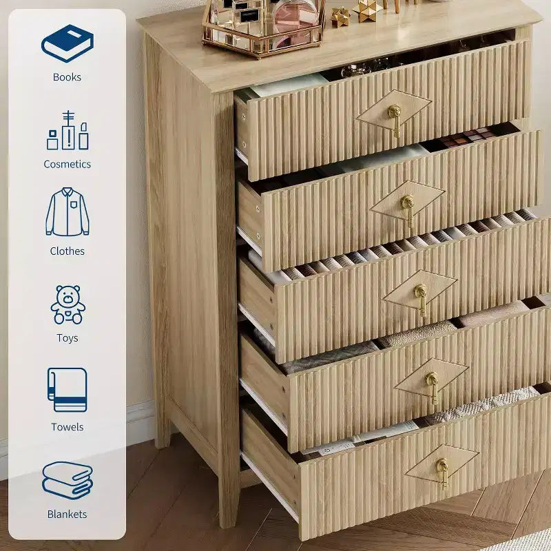 54 Fluted 6-Drawer Dresser - Modern Wood Storage Cabinet for Bedroom & Living Room 34