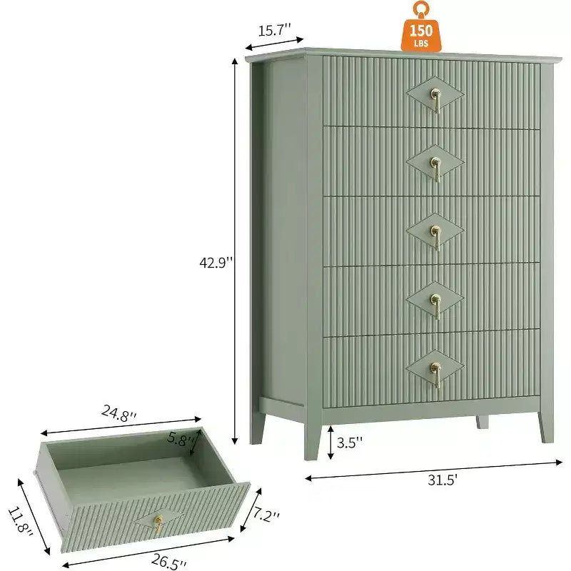 54 Fluted 6-Drawer Dresser - Modern Wood Storage Cabinet for Bedroom & Living Room 4