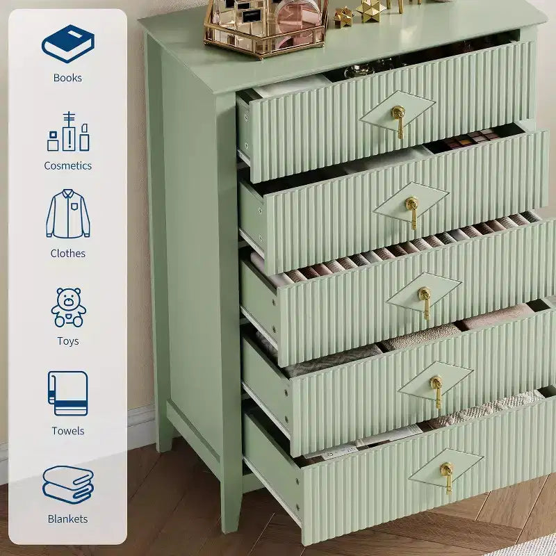 54 Fluted 6-Drawer Dresser - Modern Wood Storage Cabinet for Bedroom & Living Room 5