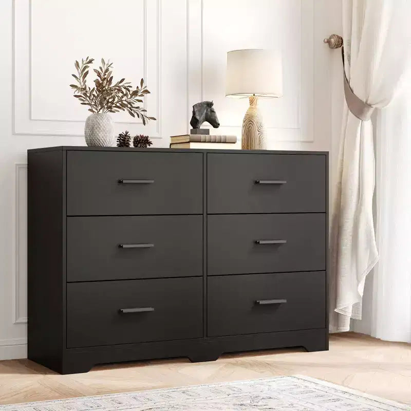 6-Drawer Double Dresser, 47 Wide TV Stand and Storage Cabinet for Bedroom