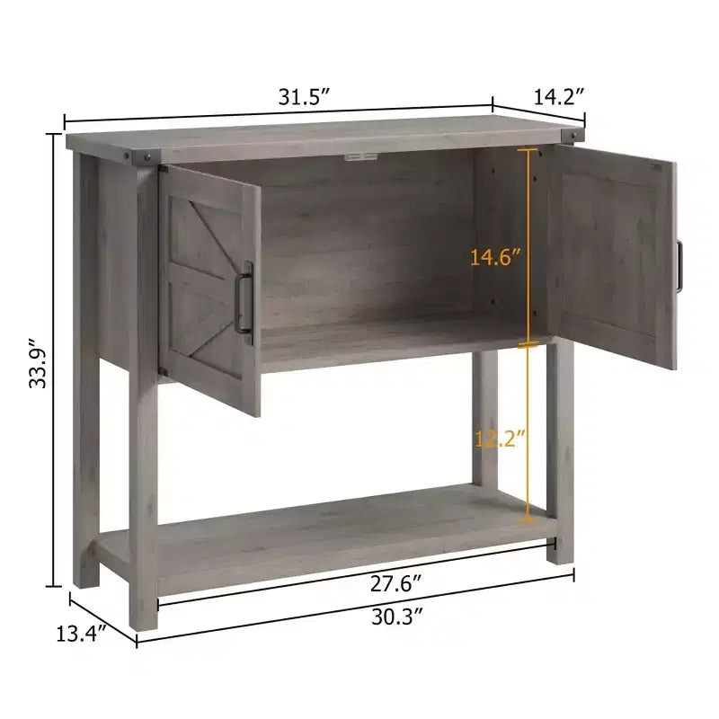Consolle Rustica da 80 cm, Tavolino da Divano a 2 Ante con Ripiano Aperto per Soggiorno/Cucina/Camera da Letto 3