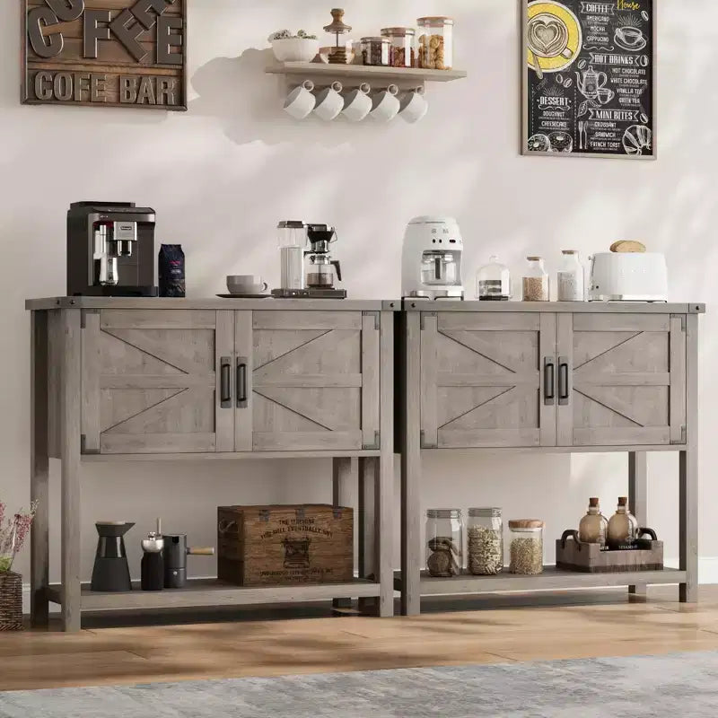 Consolle Rustica da 80 cm, Tavolino da Divano a 2 Ante con Ripiano Aperto per Soggiorno/Cucina/Camera da Letto 8