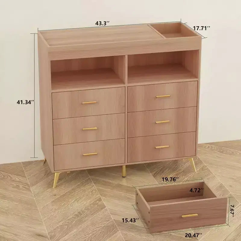 GustoWave Baby Changing Table with Metal Feet, Dresser with 6 Drawers, Diaper Changing Station Nursery Organizer for Infants 19