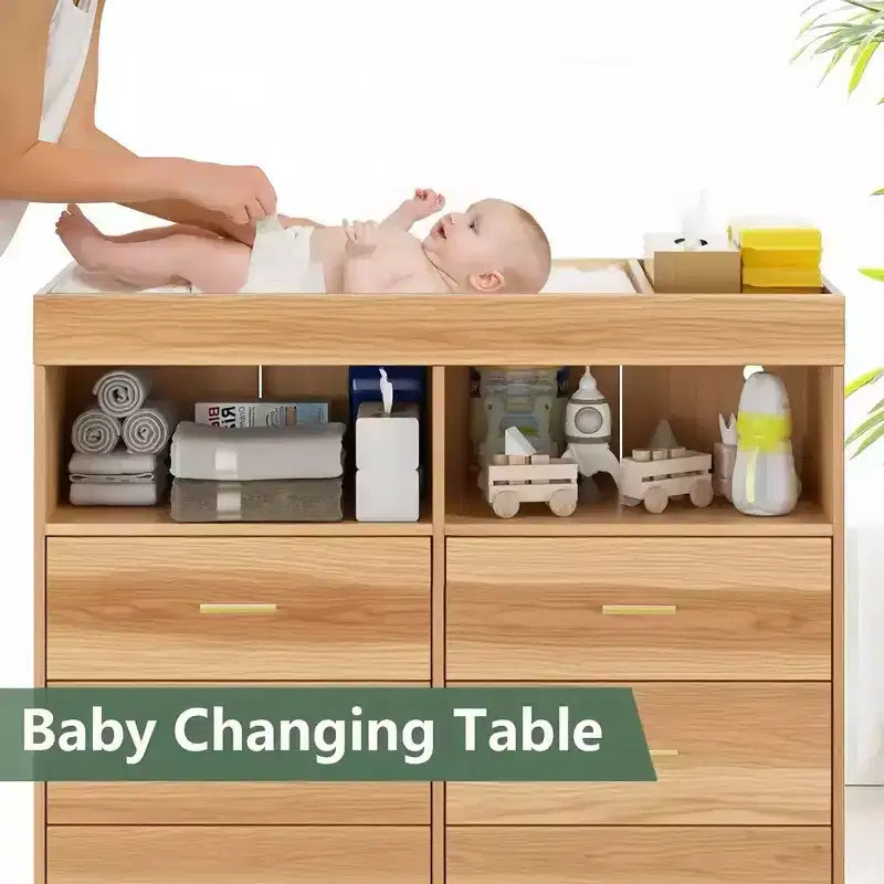 GustoWave Baby Changing Table with Metal Feet, Dresser with 6 Drawers, Diaper Changing Station Nursery Organizer for Infants 20