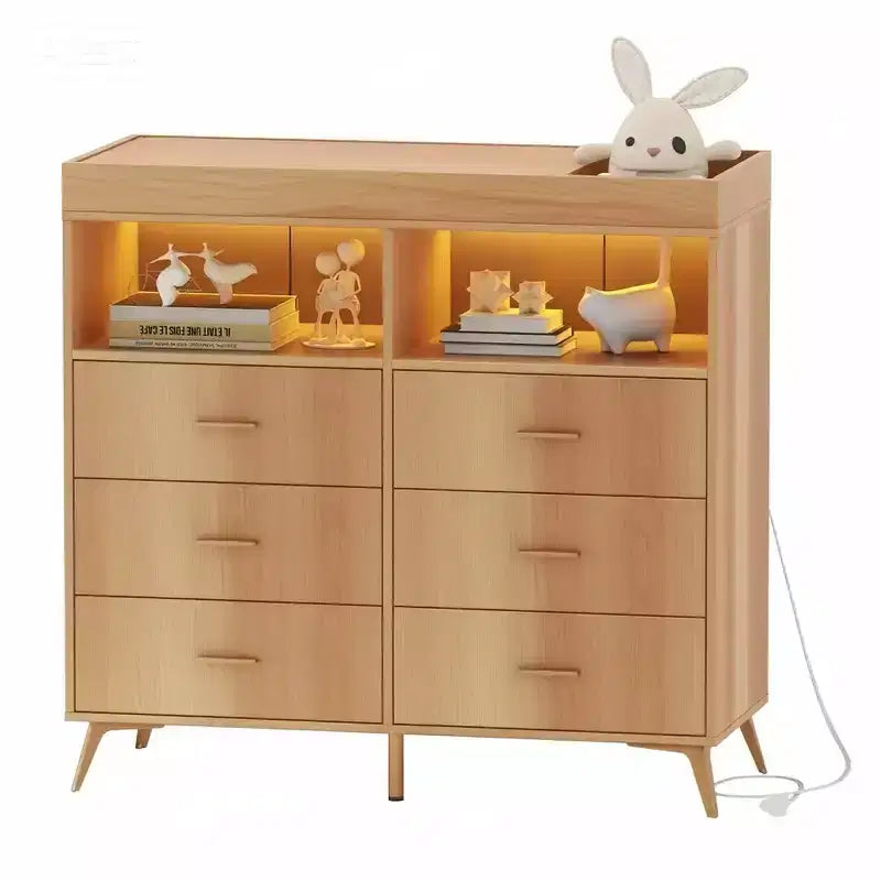 GustoWave Baby Changing Table with Metal Feet, Dresser with 6 Drawers, Diaper Changing Station Nursery Organizer for Infants 24
