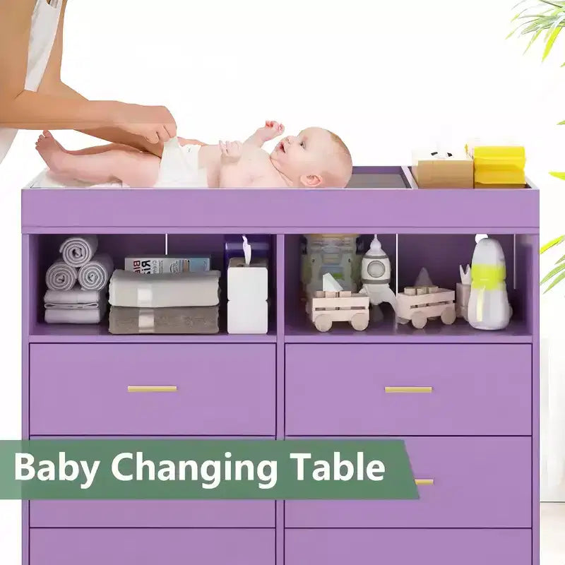 GustoWave Baby Changing Table with Metal Feet, Dresser with 6 Drawers, Diaper Changing Station Nursery Organizer for Infants 28