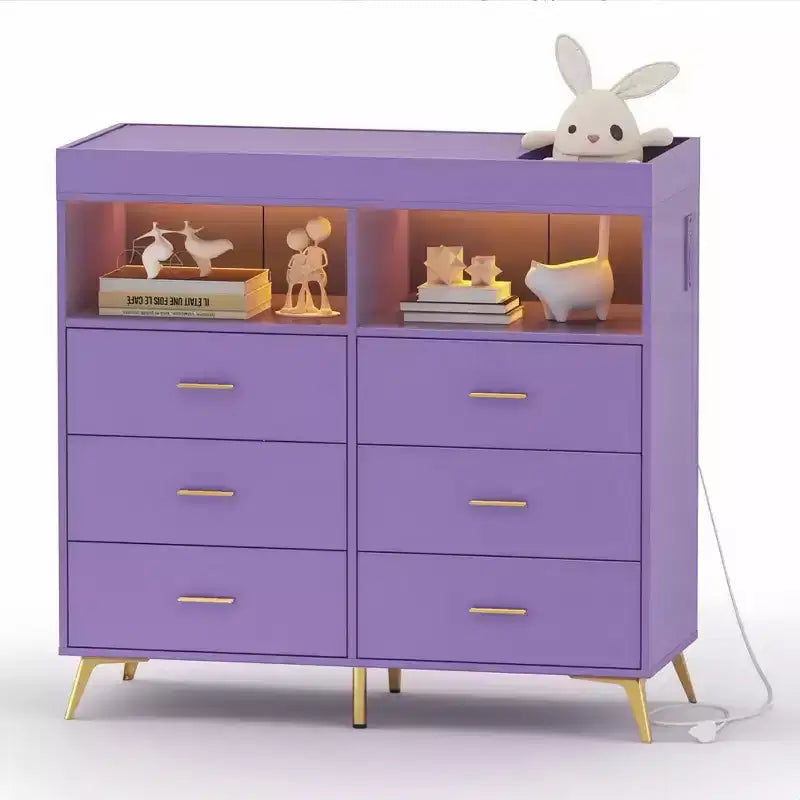 GustoWave Baby Changing Table with Metal Feet, Dresser with 6 Drawers, Diaper Changing Station Nursery Organizer for Infants 32