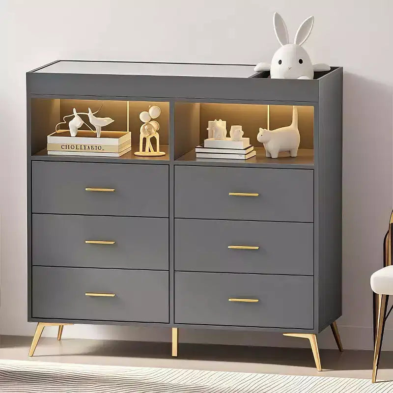 GustoWave Baby Changing Table with Metal Feet, Dresser with 6 Drawers, Diaper Changing Station Nursery Organizer for Infants 9