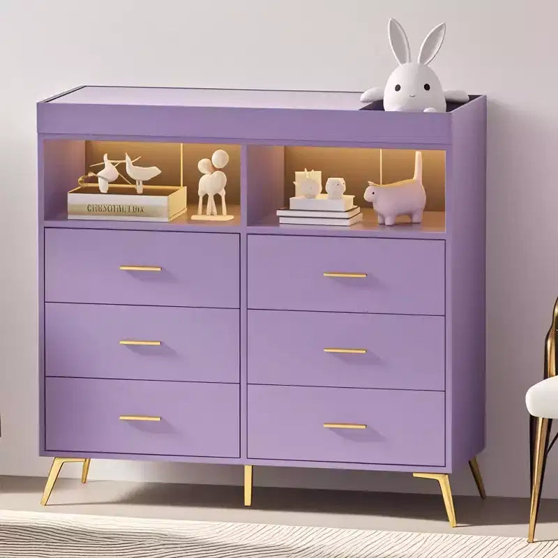 GustoWave Baby Changing Table with Metal Feet, Dresser with 6 Drawers, Diaper Changing Station Nursery Organizer for Infants 25