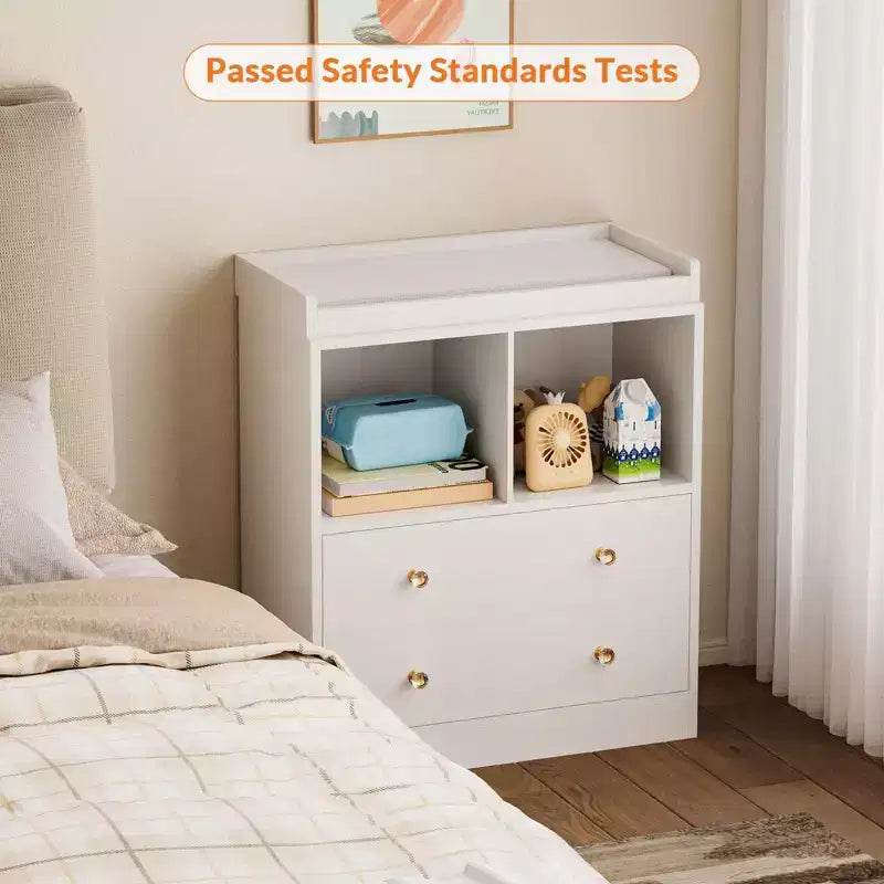 Baby Changing Table  Modern 2-Drawer Nursery Dresser with Changing Pad for Kids Room (1-Piece) 11