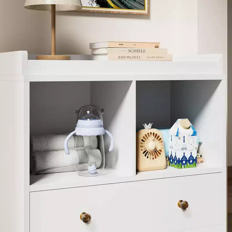 Baby Changing Table  Modern 2-Drawer Nursery Dresser with Changing Pad for Kids Room (1-Piece) 13