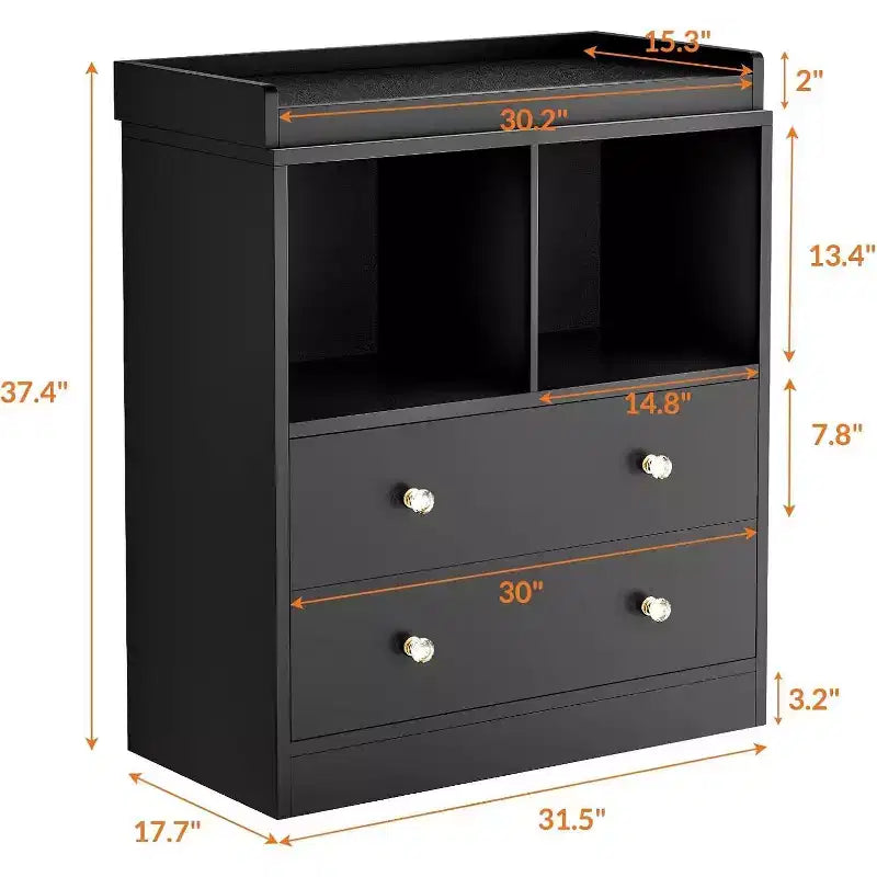 Baby Changing Table  Modern 2-Drawer Nursery Dresser with Changing Pad for Kids Room (1-Piece)