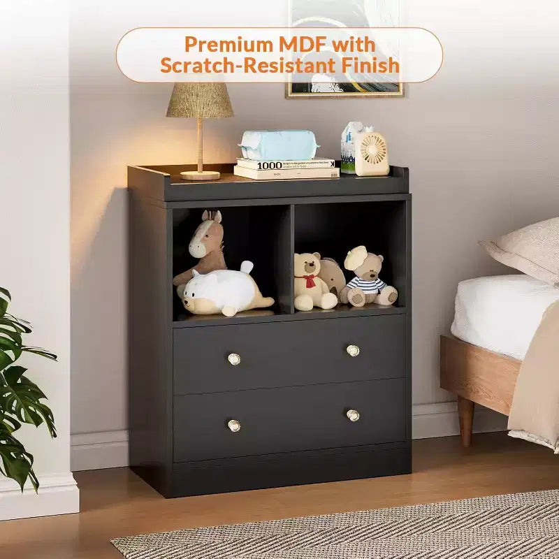 Baby Changing Table  Modern 2-Drawer Nursery Dresser with Changing Pad for Kids Room (1-Piece) 3