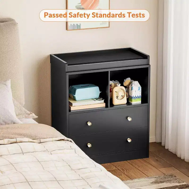 Baby Changing Table  Modern 2-Drawer Nursery Dresser with Changing Pad for Kids Room (1-Piece) 4