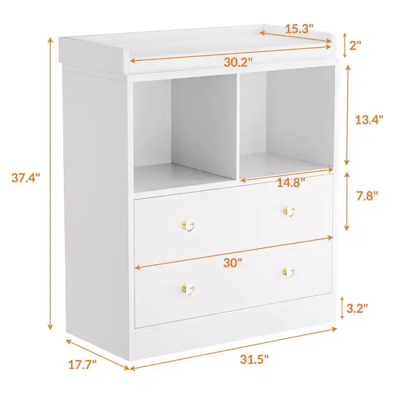 Baby Changing Table  Modern 2-Drawer Nursery Dresser with Changing Pad for Kids Room (1-Piece) 9