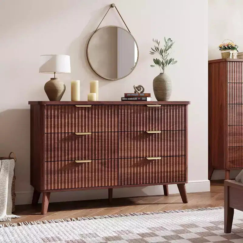 6 Drawers Dresser for Bedroom, 47.2 Wide Dressers with Curved Profile Design 11