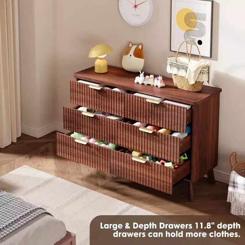 6 Drawers Dresser for Bedroom, 47.2 Wide Dressers with Curved Profile Design 13