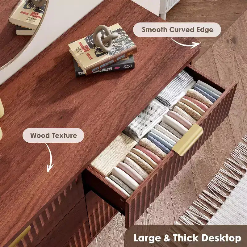 6 Drawers Dresser for Bedroom, 47.2 Wide Dressers with Curved Profile Design 14