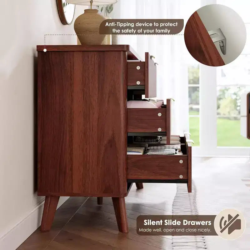 6 Drawers Dresser for Bedroom, 47.2 Wide Dressers with Curved Profile Design 15