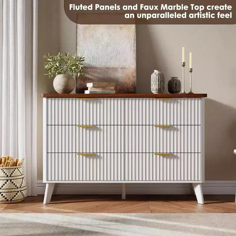 6 Drawers Dresser for Bedroom, 47.2 Wide Dressers with Curved Profile Design 19