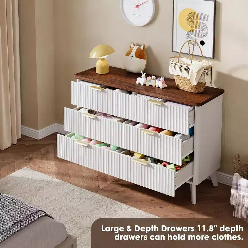 6 Drawers Dresser for Bedroom, 47.2 Wide Dressers with Curved Profile Design 20