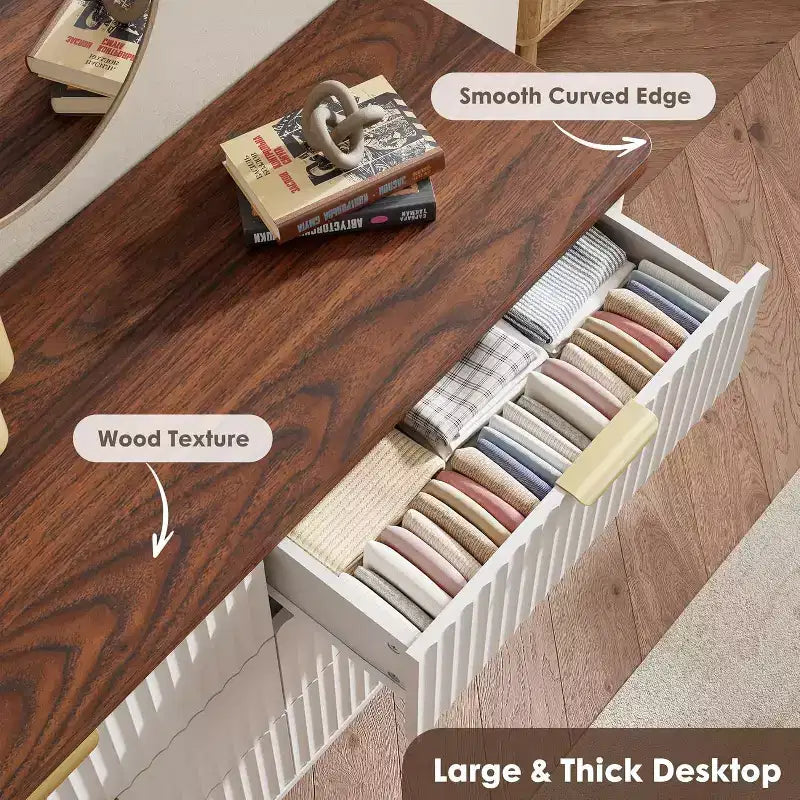 6 Drawers Dresser for Bedroom, 47.2 Wide Dressers with Curved Profile Design 21