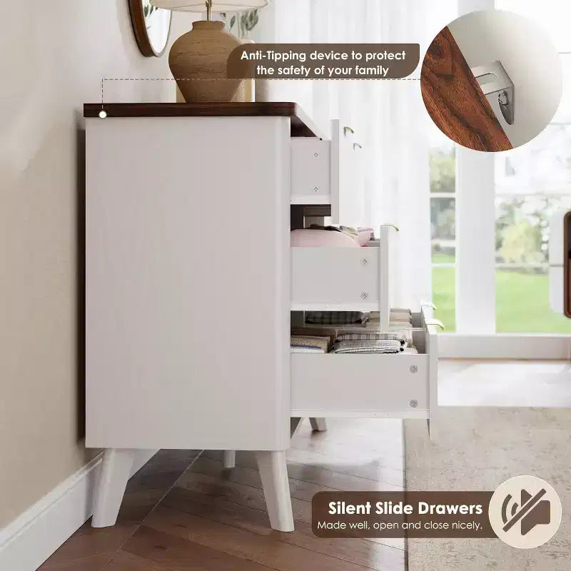 6 Drawers Dresser for Bedroom, 47.2 Wide Dressers with Curved Profile Design 22